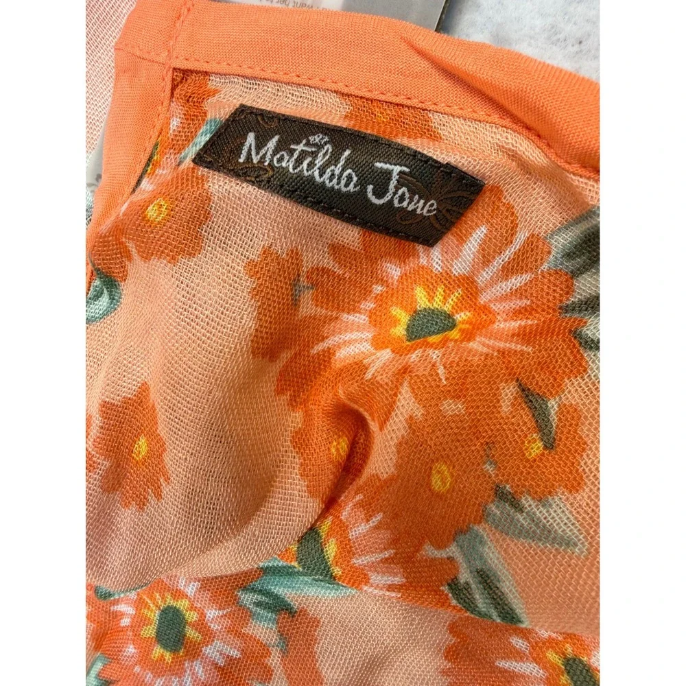 Matilda Jane Orange Floral Gauze Square Throw Blanket 42x42 31506A NWT